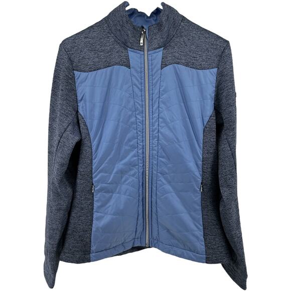 Descente Thinsulate Full Zip Puffer Hybrid Jacket Colorblock Fleece Blue 12 - Picture 1 of 6